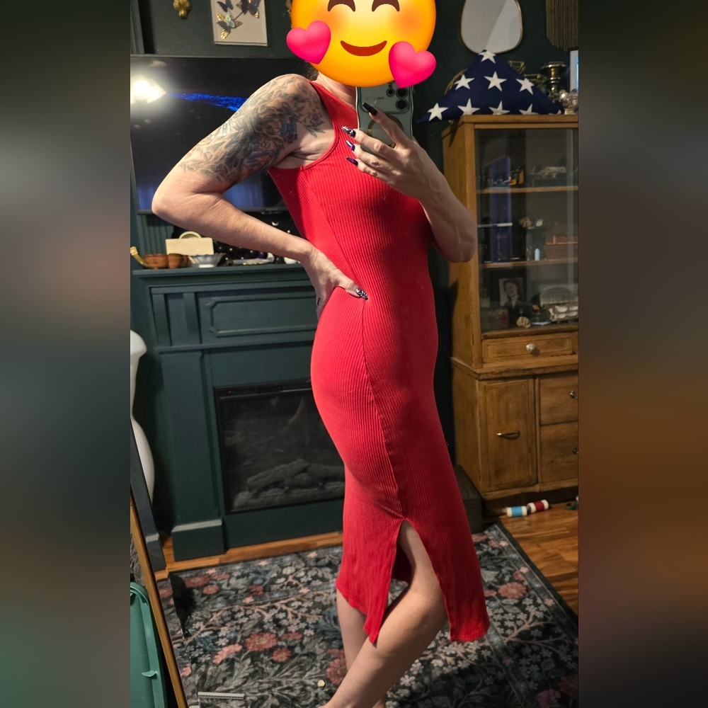 Sugarlips Red Ribbed Dress